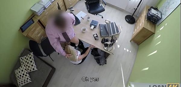 trendsLOAN4K. Amazing charmers figure makes the bank worker horny and hard